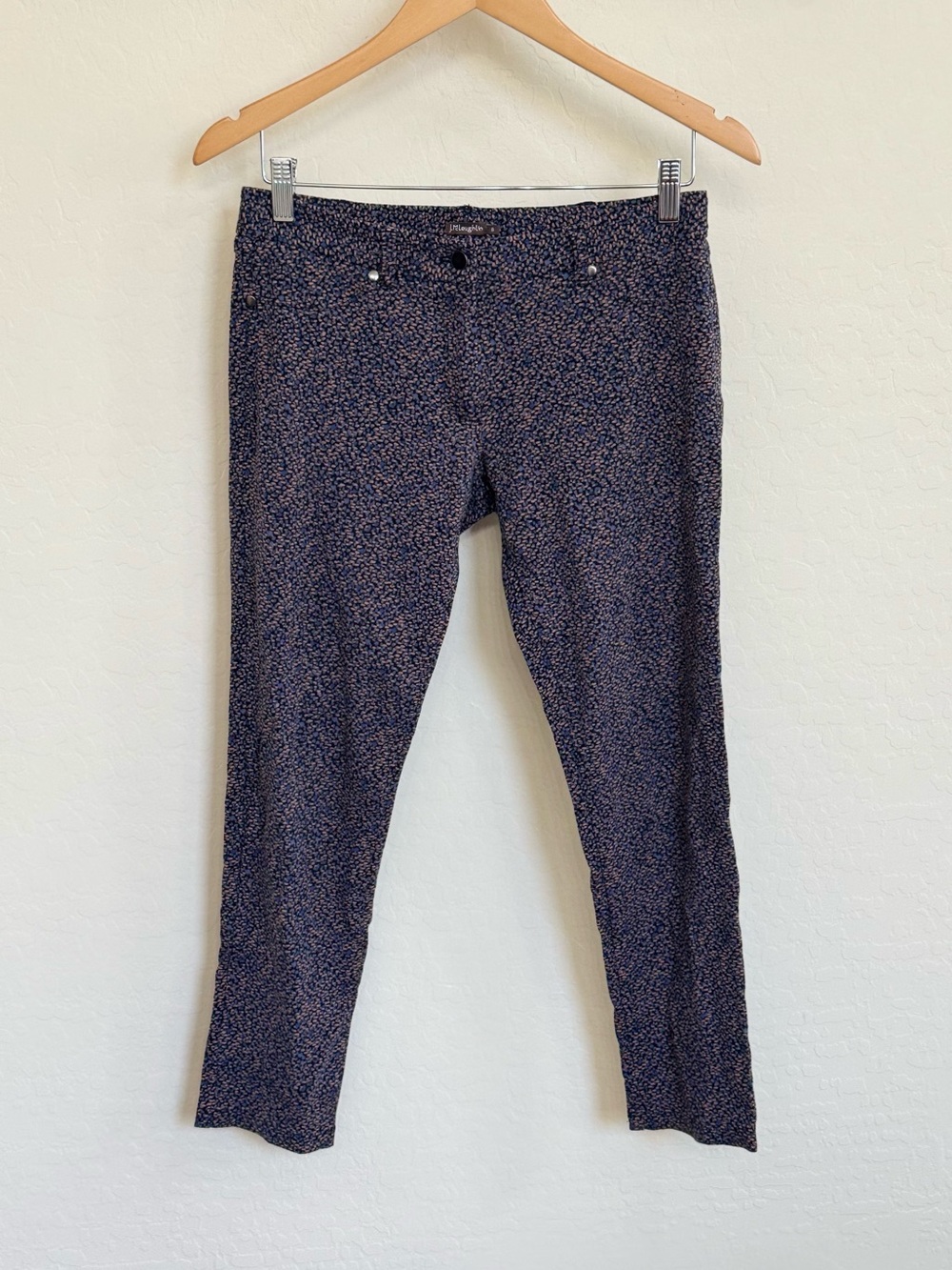 J.McLaughlin Blue & Pink Micro-Patterned Slim Ankle Pants Size 6